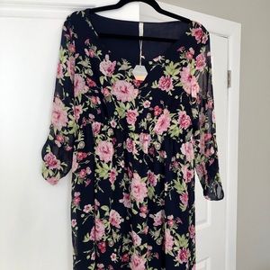 Pinkblush Maternity Navy Floral Dress | 10 | NWT